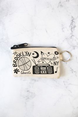 Brooklyn NY Zipper Card Pouch Natural