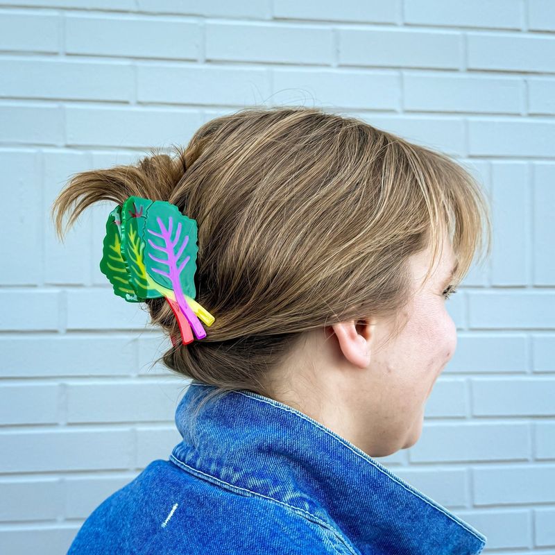 Large Rainbow Chard Hair Claw