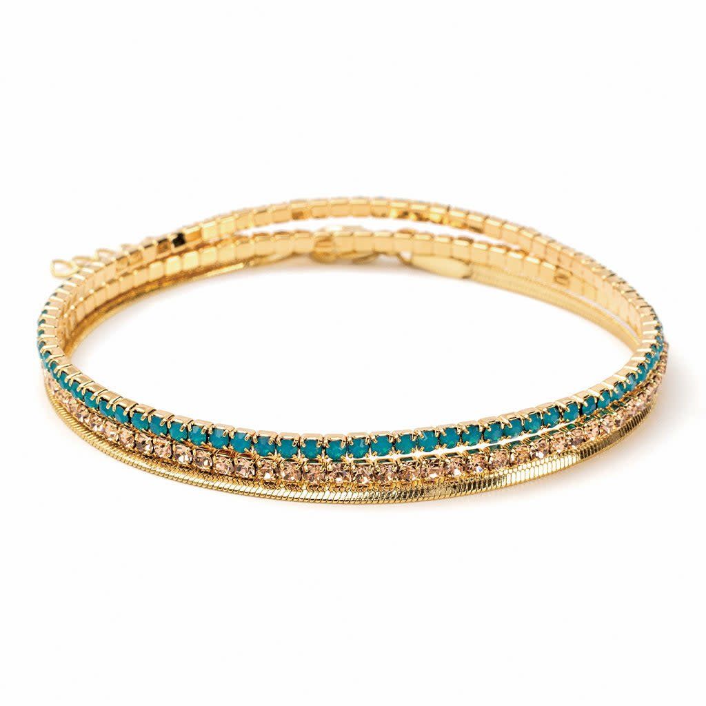 Sparkle &amp; Shine Bracelet Trio  Caribbean Blue Opal Gold
