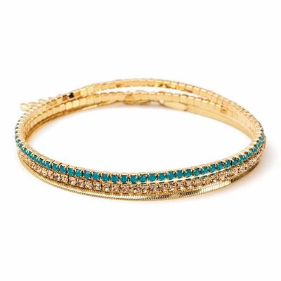 Sparkle &amp; Shine Bracelet Trio  Caribbean Blue Opal Gold