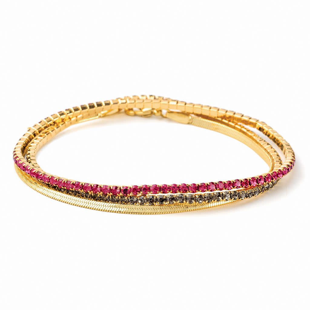 Sparkle &amp; Shine Bracelet Trio  Fuchsia/Gold