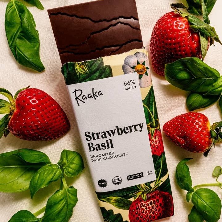 Raaka Chocolate Bar 66% Strawberry Basil Bar - Limited Batch