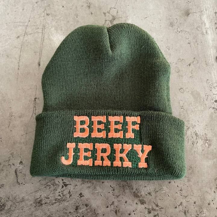 Silver Spider Beef Jerky Knit Beanie Hat