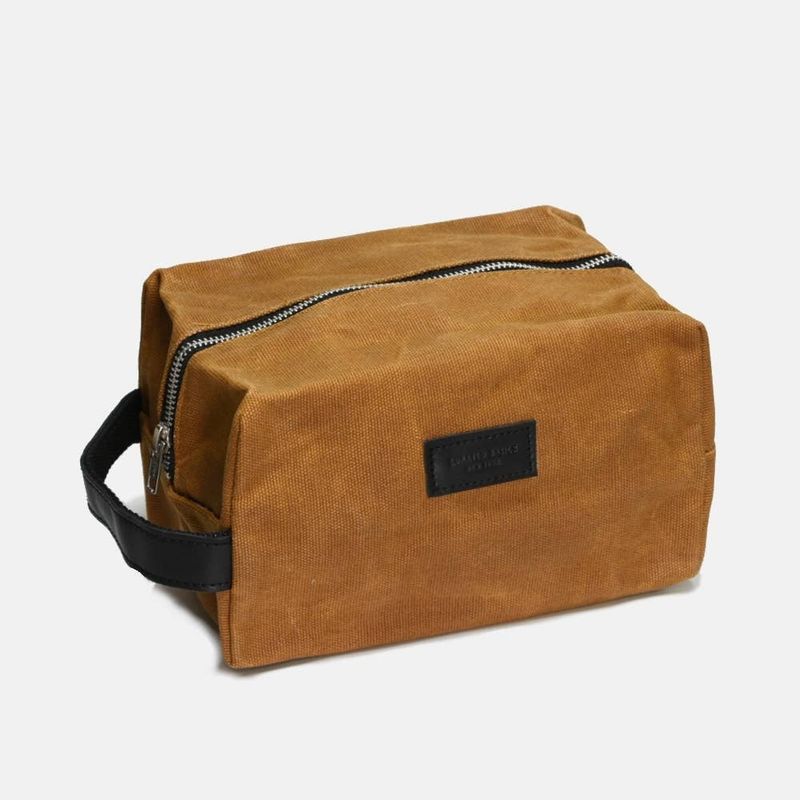 Curated Basics Waxed Cotton Dopp Kit Tan Brown