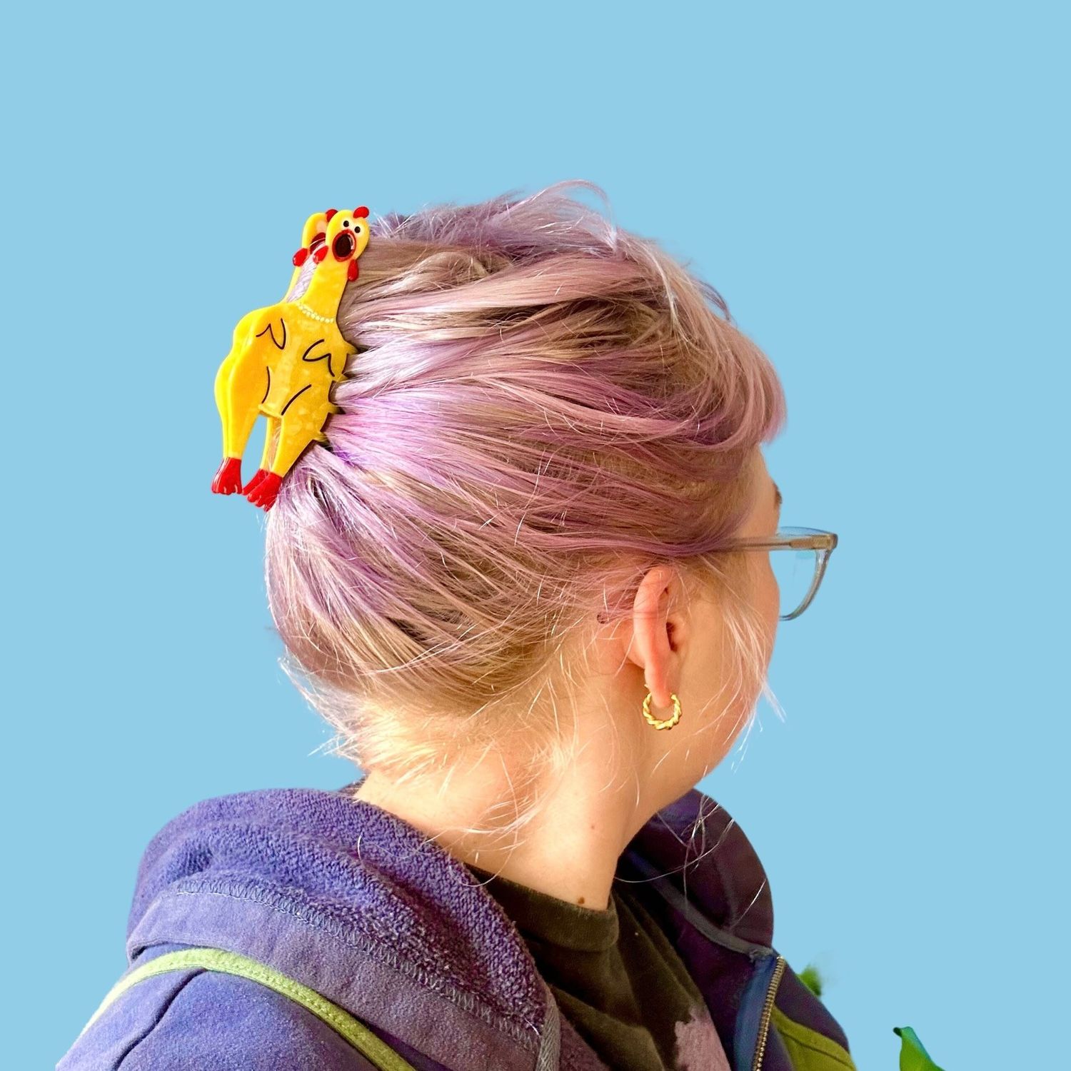 The Peach Fuzz Rubber Chicken Hair Claw
