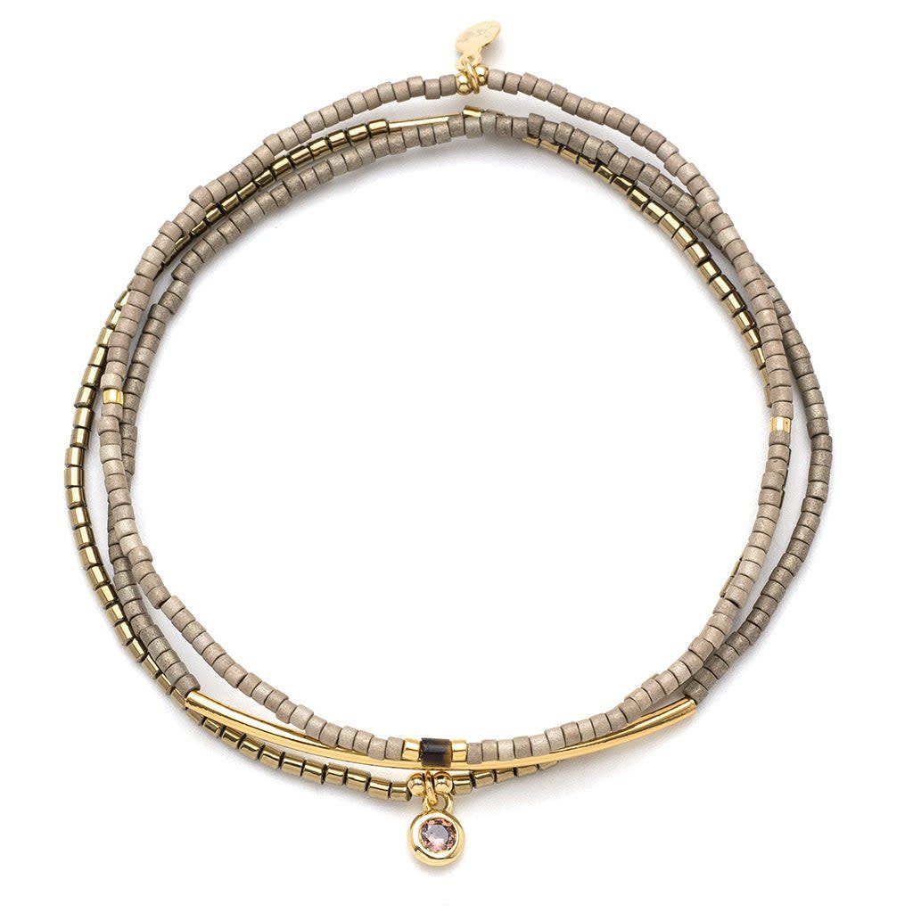 Scout Tonal Miyuki Bracelet Pewter/Gold