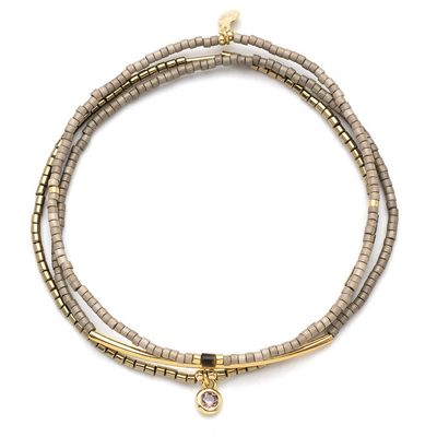 Scout Tonal Miyuki Bracelet Pewter/Gold