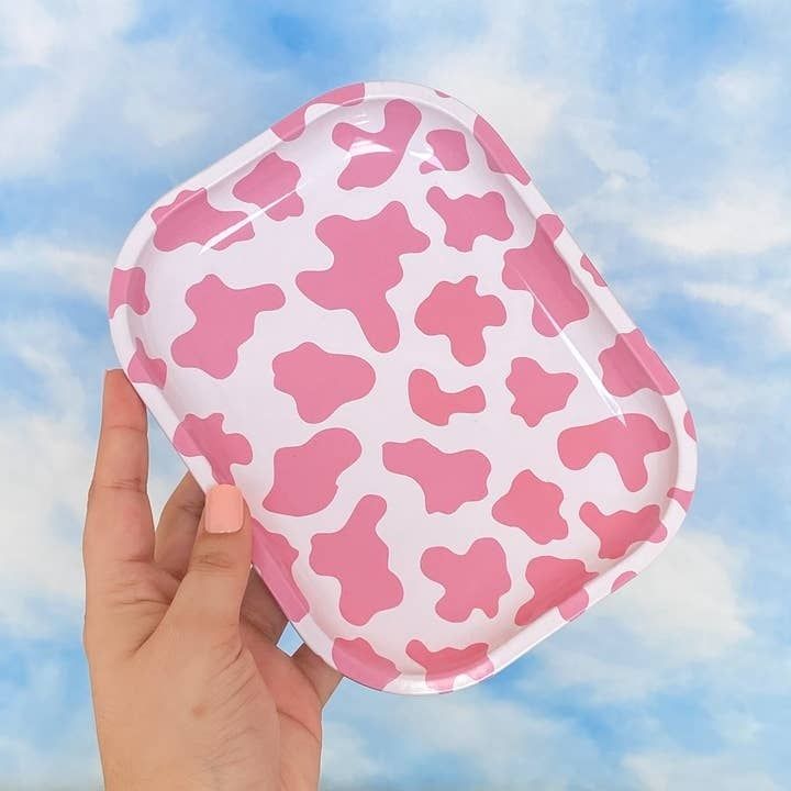Mini Pink Cow Rolling Tray