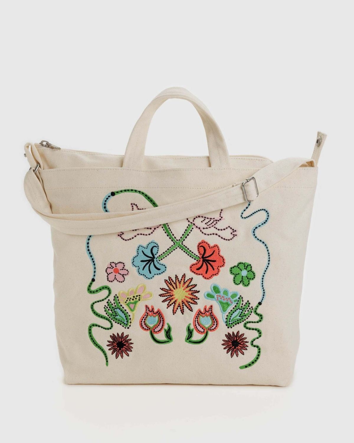 Baggu Horizontal Zip Duck Bag Embroidered Birds