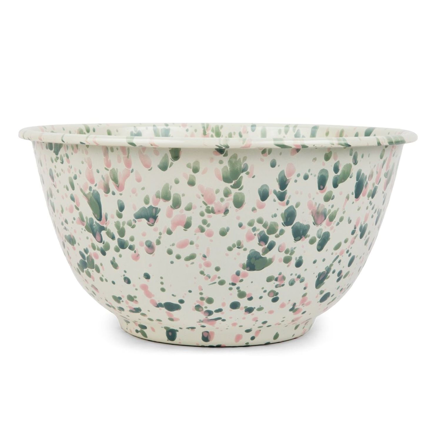 Crown Canyon Catalina Enamelware Large Salad Bowl Mint Hibiscus