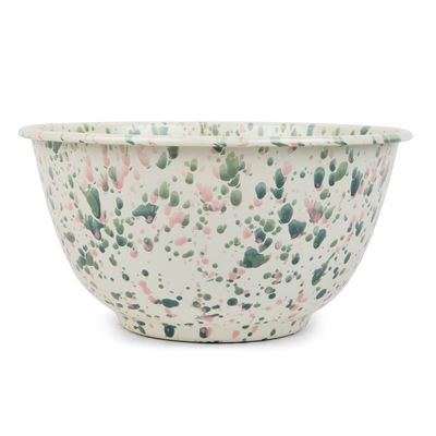 Crown Canyon Catalina Enamelware Large Salad Bowl Mint Hibiscus