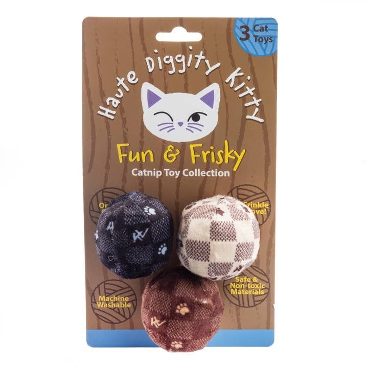 Chewy Vuiton Checker Balls Catnip Toys