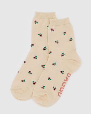 Baggu Crew Socks Cream Rosette