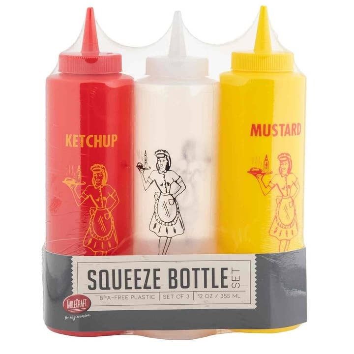 TableCraft 12 oz Nostalgia Squeeze Bottles Set of 3