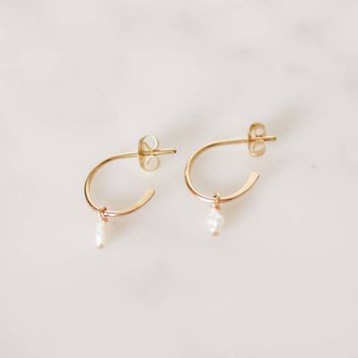 Aerlume Rice Pearl Hoops