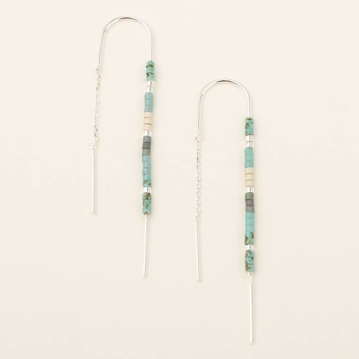 Miyuki Thread Earring Turquoise Multi Silver