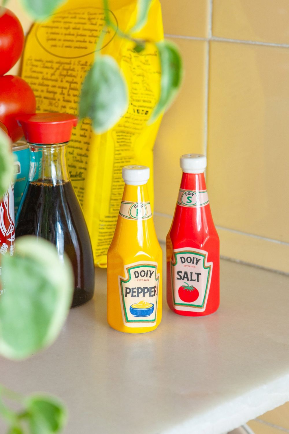 DOIY Ketchup &amp; Mustard Salt &amp; Pepper Shakers