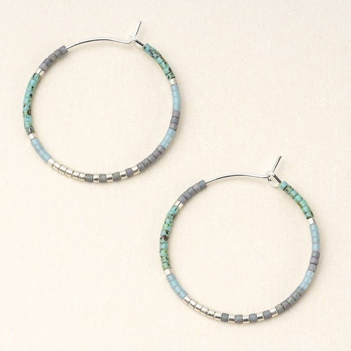 Miyuki Small Hoop Turquoise Multi Silver