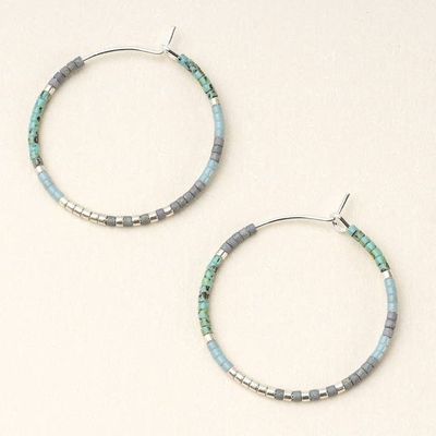 Miyuki Small Hoop Turquoise Multi Silver