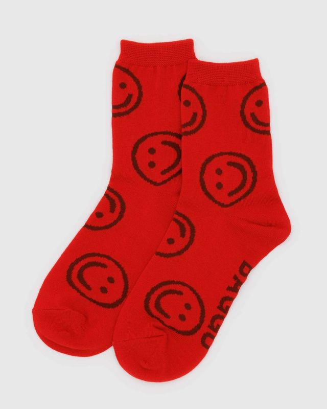 Baggu Crew Socks Red Happy