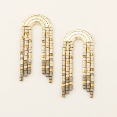 Miyuki Rainbow Earring Pewter Multi Gold