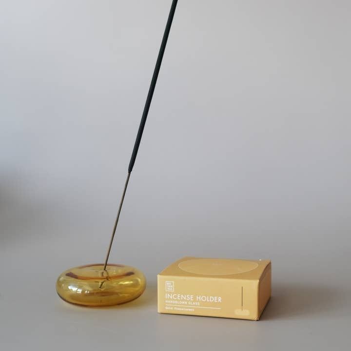 Botanica Bubble Glass Incense Holder Gold