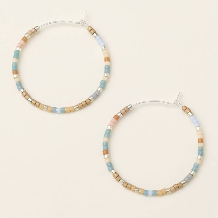 Miyuki Small Hoop Desert Blue Multi Silver