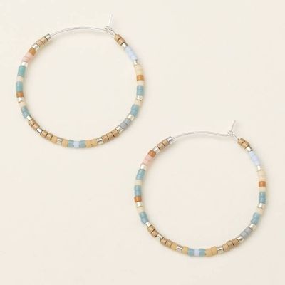 Miyuki Small Hoop Desert Blue Multi Silver
