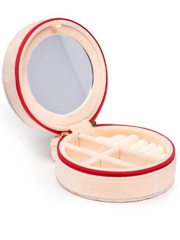 Velvet Jewelry Case Cherries -Cream
