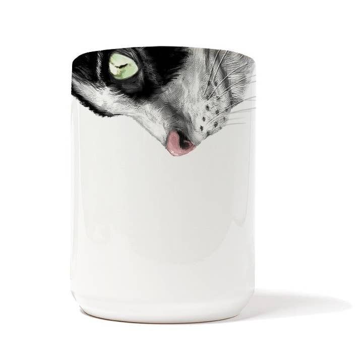 Snout Mug Black and White Cat - 15 oz