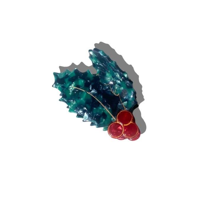 Solar Eclipse Holly Christmas Holiday Hair Claw