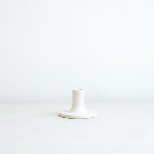 The Floral Society Ceramic Taper Holder White Med