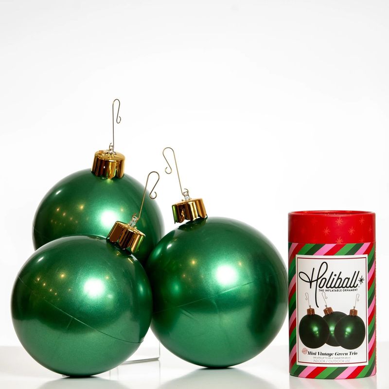 Holiball Mini Vintage Green Trio 8&quot;