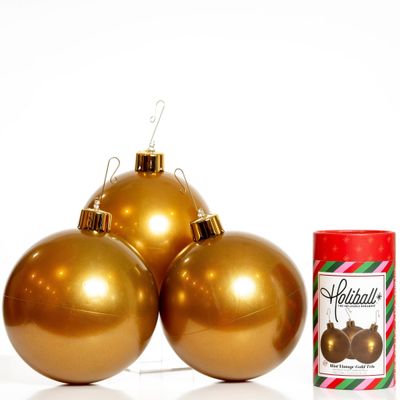 Holiball Mini Vintage Gold Trio 8&quot;