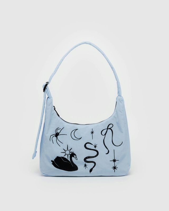 Baggu Mini Nylon Shoulder Bag Embroidered Ballet Icons