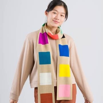 Verloop Swatch Stripe Skinny Scarf Sand