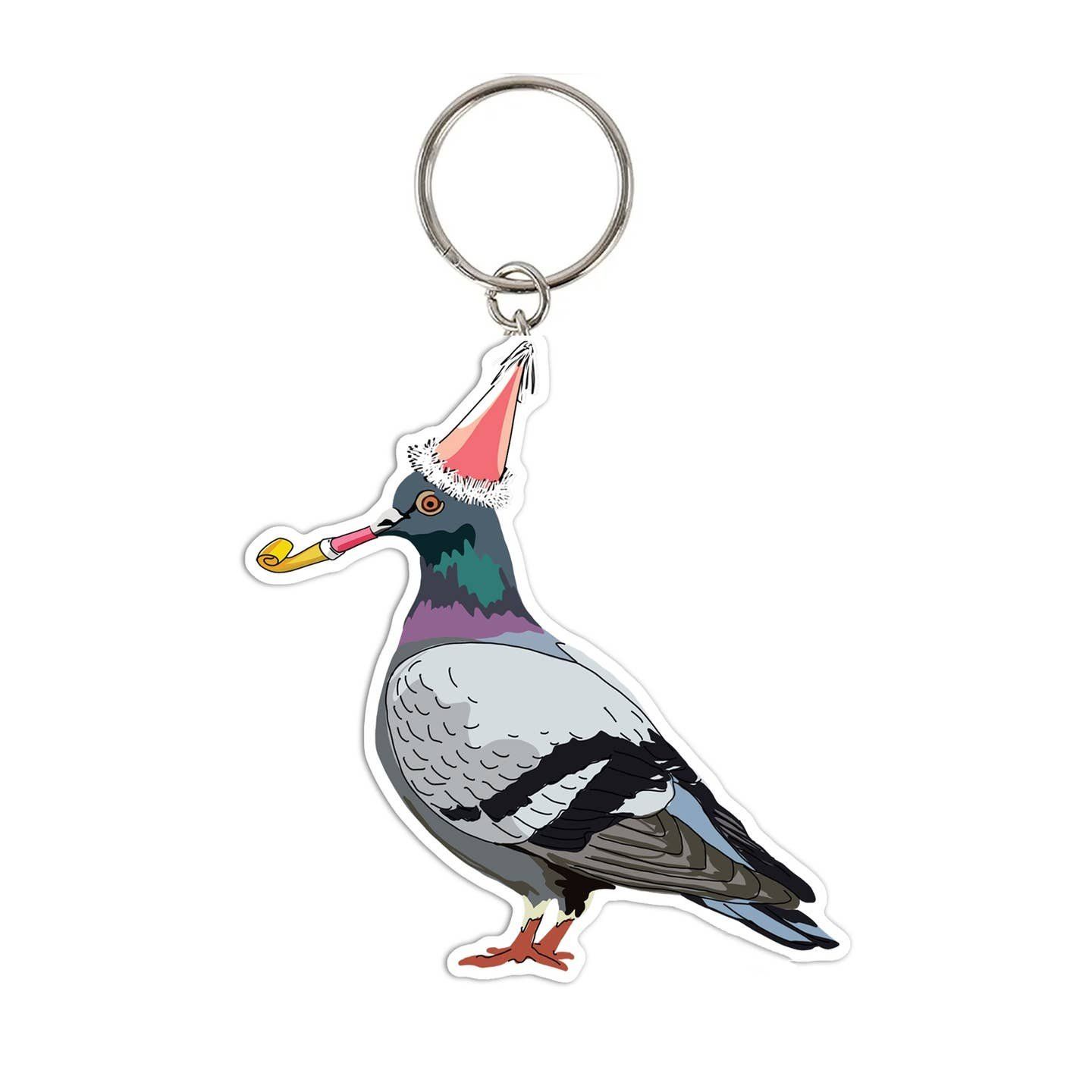New York Party Pigeon Keychain