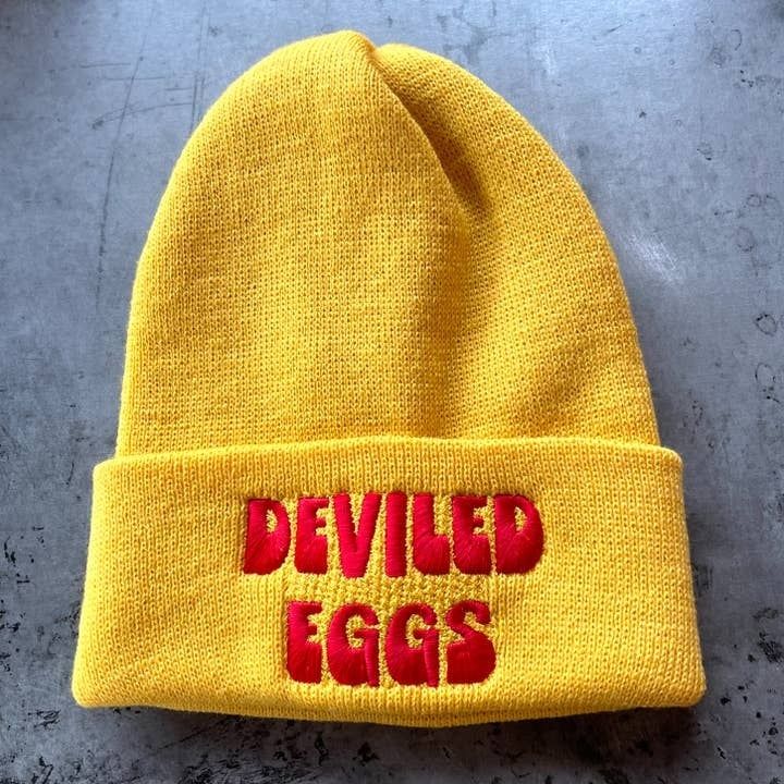 Silver Spider Deviled Eggs Knit Beanie Hat