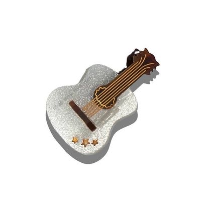 Solar Eclipse Guitar Hair Claw Glitter Silver