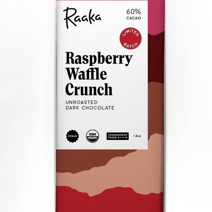Raaka Chocolate Bar 60% Raspberry Waffle Crunch - Limited Batch