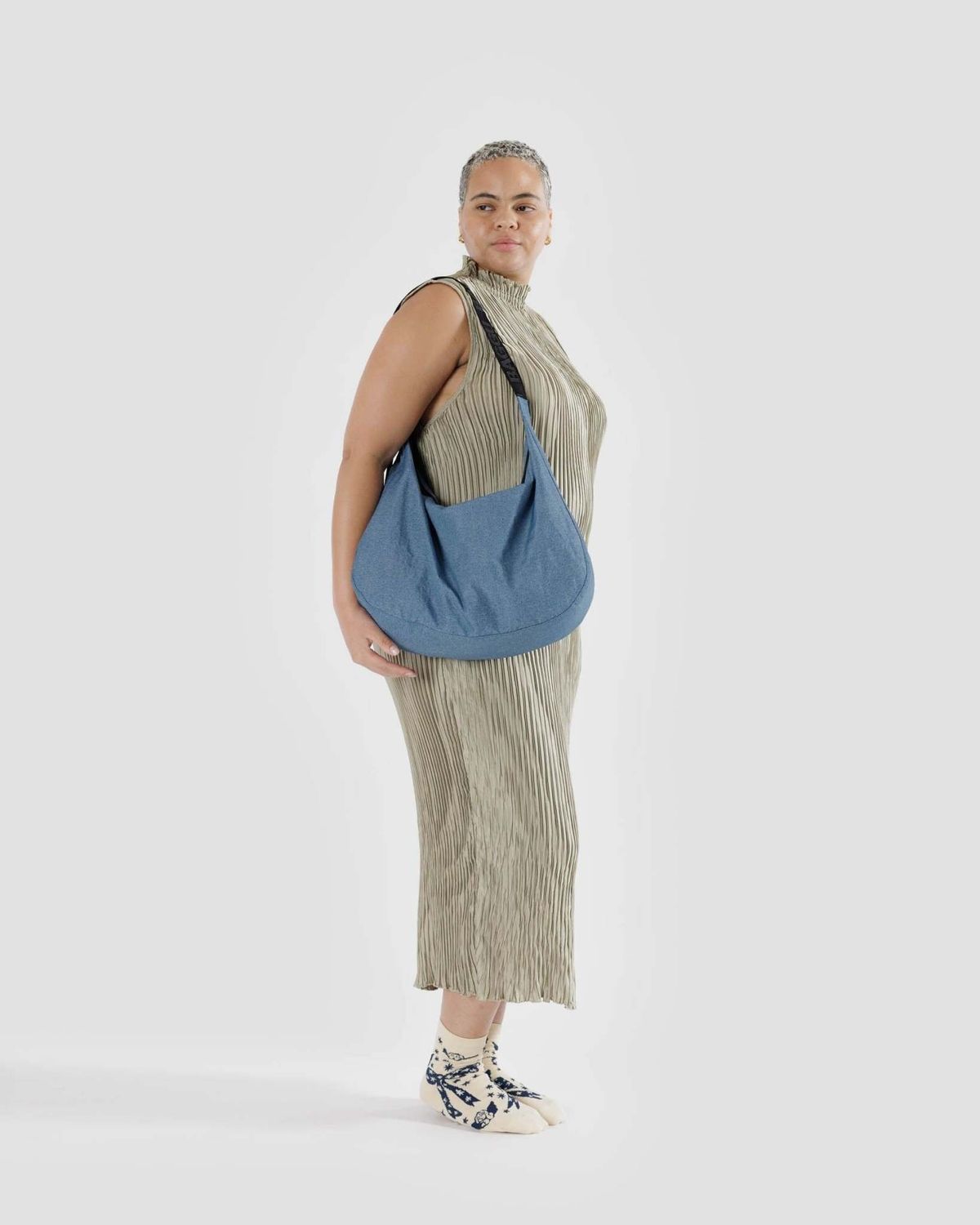 NWT Baggu Large Nylon Backpack - Digital Denim Baggu Large Nylon Crescent Bag — Digital | Mercari main image 4
