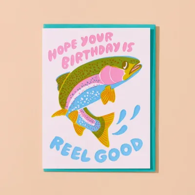 Reel Good (Trout) Letterpress Fish Birthday Card
