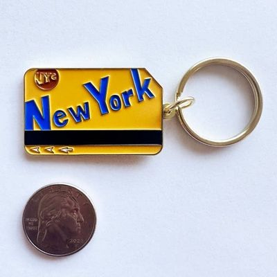 New York City Fare Card Enamel Keychain Ny Subway Souvenir
