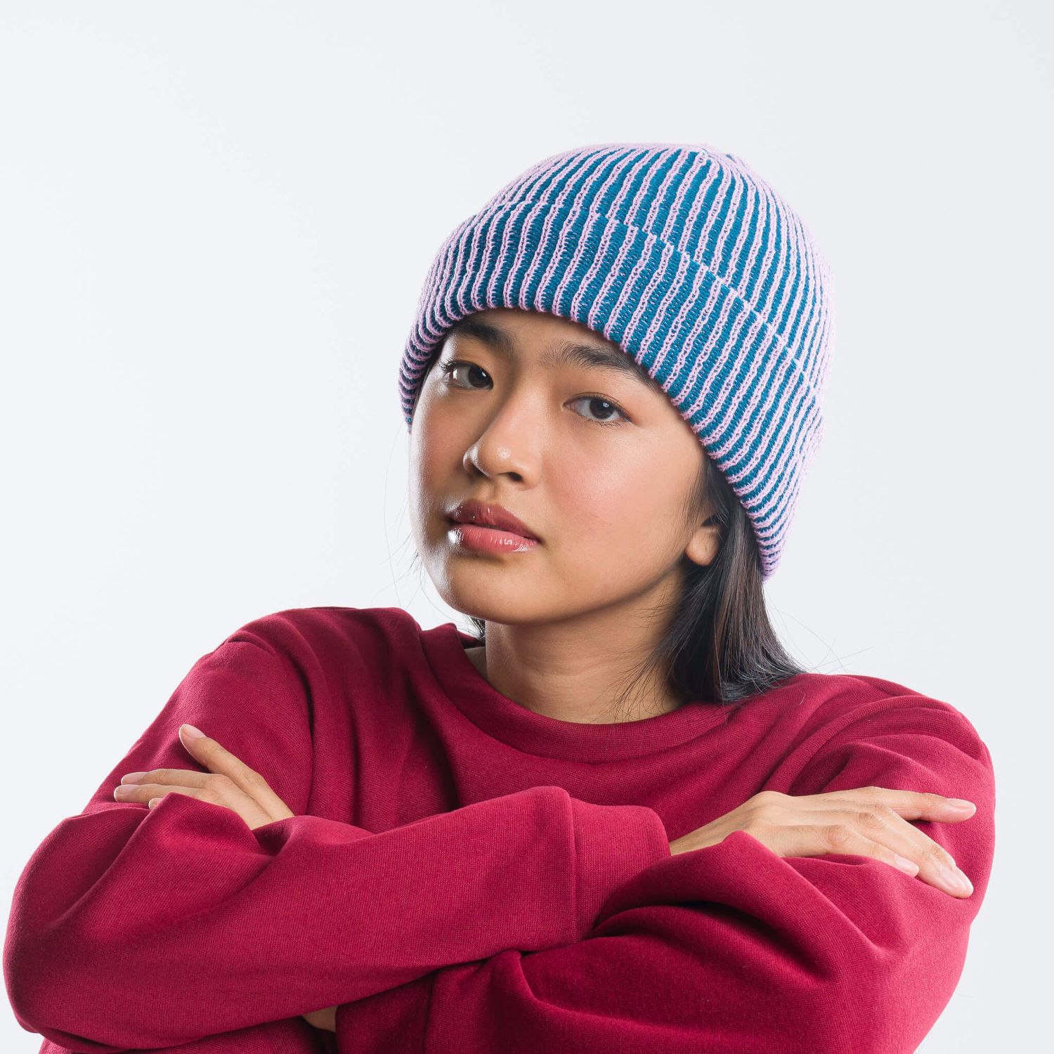 Verloop Simple Rib Beanie Teal Lilac