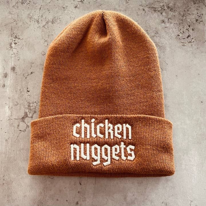 Silver Spider Chicken Nuggets Knit Beanie Hat