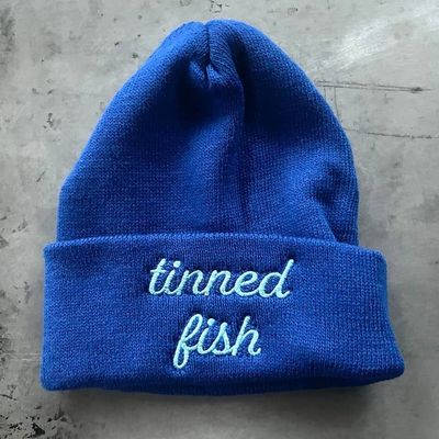 Silver Spider Tinned Fish Knit Beanie Hat