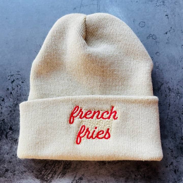 Silver Spider French Fries Knit Beanie Hat