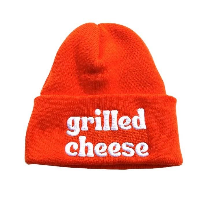 Silver Spider Grilled Cheese Knit Beanie Hat