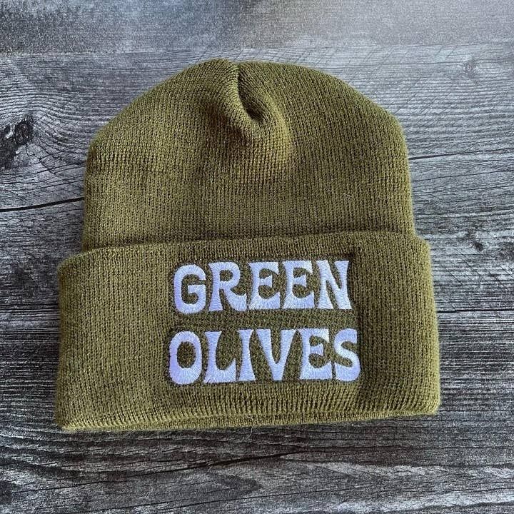 Silver Spider Green Olives Knit Beanie Hat