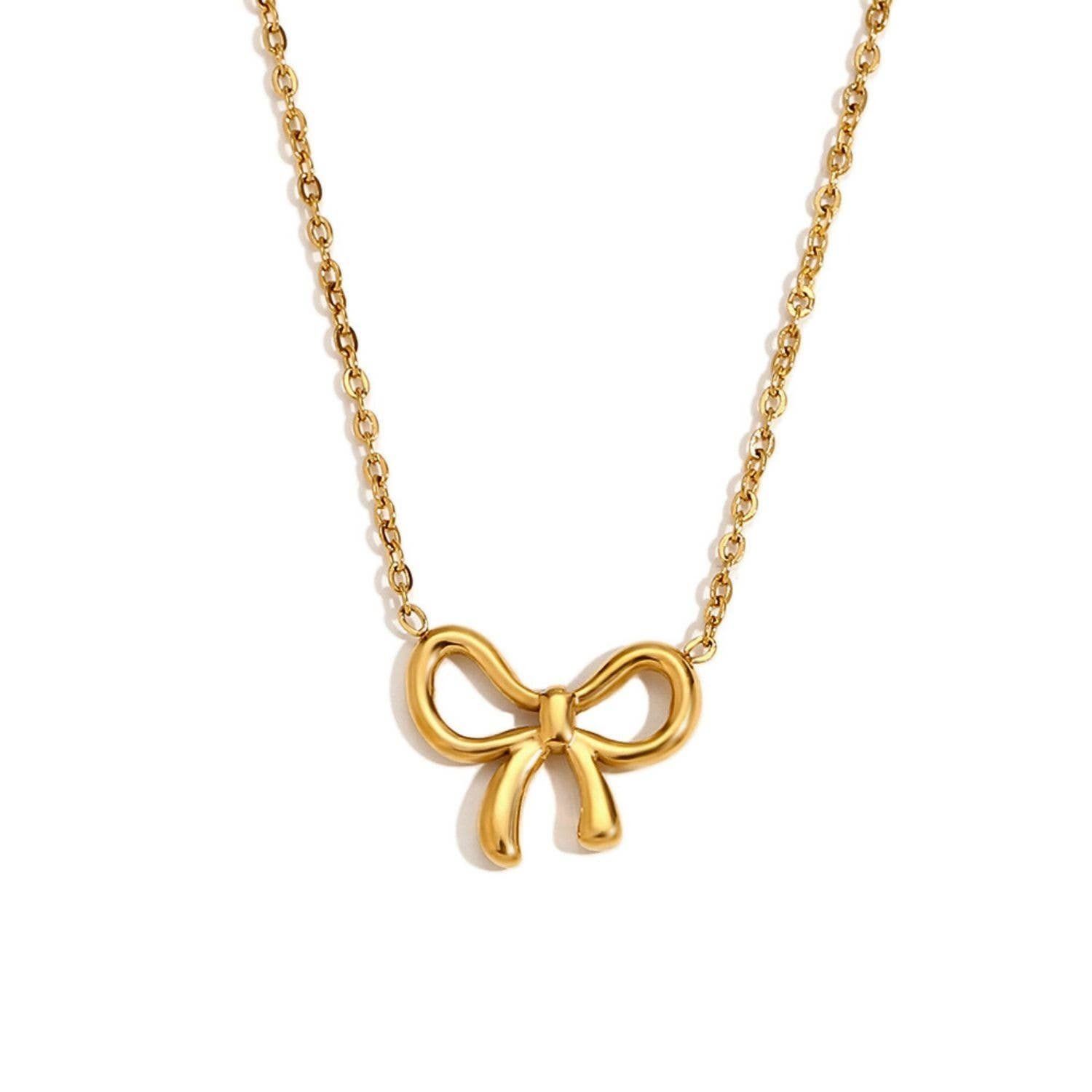 Dainty Minimalist Bow Pendant Necklace